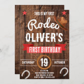 Mein erstes Rodeo, Western Party, Cowboy 1. Geburt Einladung (Vorne/Hinten)