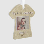 Mein erstes Rustikal-Baby-Foto zu Weihnachten Ornament (Vorderseite)
