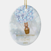 Mein erstes Teddy Bär Blue Balloons Foto Keramik Ornament (Rechts)