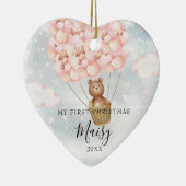 Mein erstes Teddy-Bär Pink Balloons-Foto Keramik Ornament (Rechts)