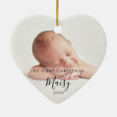 Mein erstes Teddy-Bär Pink Balloons-Foto Keramik Ornament (Hinten)