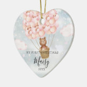 Mein erstes Teddy-Bär Pink Balloons-Foto Keramik Ornament (Links)