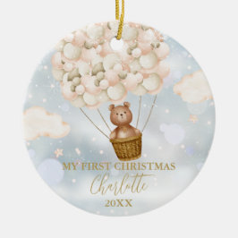 Mein erstes Teddy Bären Gold Balloons Foto Keramik Ornament