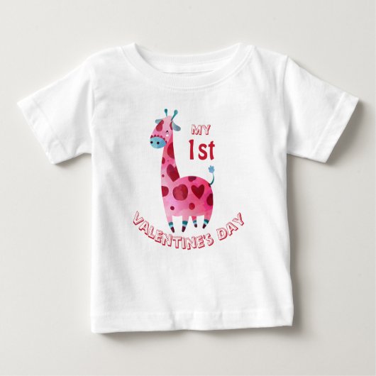 Mein erstes Valentinstag Baby Giraffe Baby T-shirt (Vorderseite)