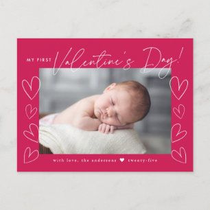 Mein erstes Valentinstag-Skript Magenta-Foto Feiertagspostkarte