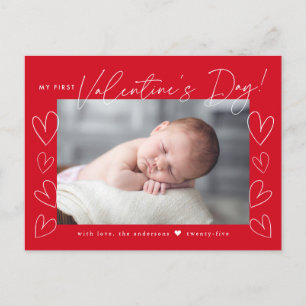 Mein erstes Valentinstag-Skript-Rotes Foto Feiertagspostkarte