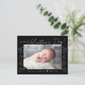 Mein erstes Valentintagskript-Black-Foto Feiertagspostkarte (Stehend Vorderseite)