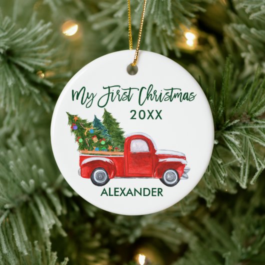 Mein erstes Vintages Truckbaby Keramik Ornament (Baum)