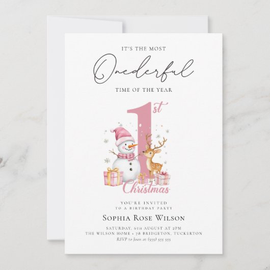 Mein erstes Weihnachten 1. Geburtstag Einladung (Vorderseite)