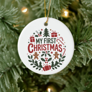 Mein erstes Weihnachten 1. Weihnachten Familie Mat Keramik Ornament