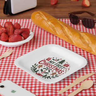 Mein erstes Weihnachten 1. Weihnachten Familie Mat Pappteller