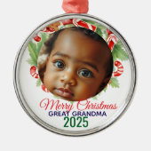 Mein erstes Weihnachten 2025: Personalisiertes Fot Ornament Aus Metall (Vorne)
