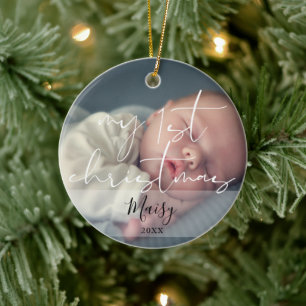 Mein erstes Weihnachten 2 Baby-Foto Keramik Ornament