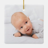 Mein erstes Weihnachten 2 Fotos Script Baby Keramikornament (Rückseite)