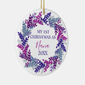 Mein erstes Weihnachten als Lila Kranz im Jahr Nan Keramik Ornament (Rechts)