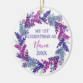 Mein erstes Weihnachten als Lila Kranz im Jahr Nan Keramik Ornament (Links)