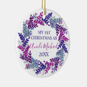 Mein erstes Weihnachten als Lila Kranz Keramik Ornament (Rechts)