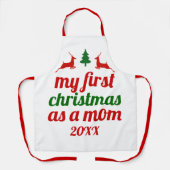 "Mein erstes Weihnachten als Mutter" grüner Hirsch Schürze (Vorderseite)