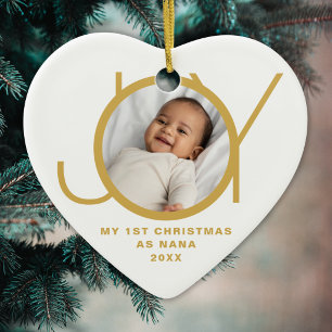 Mein erstes Weihnachten als Nana Foto Gold Weiß Keramik Ornament