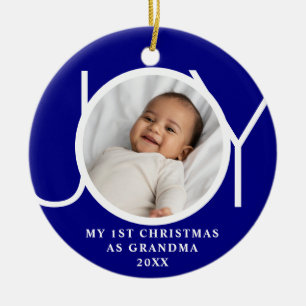 Mein erstes Weihnachten als Oma Joy Foto Blau Keramik Ornament