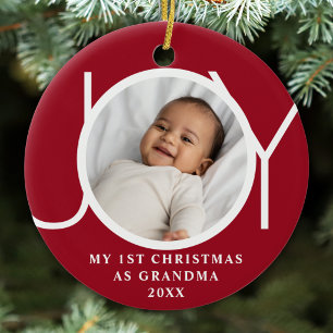 Mein erstes Weihnachten als Oma Joy Foto Rot Keramik Ornament