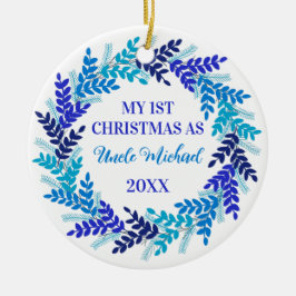 Mein erstes Weihnachten als Onkel Elegant Blue Wre Keramik Ornament