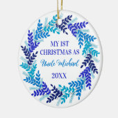 Mein erstes Weihnachten als Onkel Elegant Blue Wre Keramik Ornament (Links)