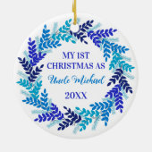Mein erstes Weihnachten als Onkel Elegant Blue Wre Keramik Ornament (Hinten)