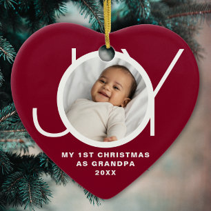 Mein erstes Weihnachten als Opa Foto Freude Marone Keramik Ornament