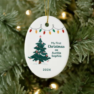 Mein erstes Weihnachten als Tante Personalisiert Keramik Ornament