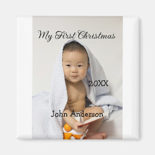 Mein erstes Weihnachten Baby Name Datum Jahr Foto Magnet
