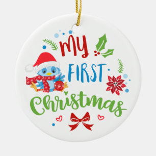 Mein erstes Weihnachten Blaue Vogel individuelles Keramik Ornament