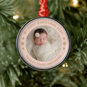 Mein erstes Weihnachten Blush Gold individuelles B Ornament Aus Metall