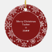 Mein erstes Weihnachten | Foto Red Snowflake Keram Keramik Ornament (Hinten)