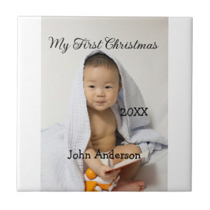 Mein erstes Weihnachten füge Babyname Datum Jahr F Fliese