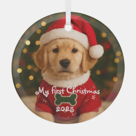 Mein erstes Weihnachten Golden Retriever Personali Ornament Aus Glas