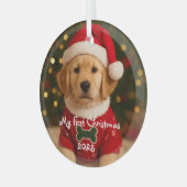 Mein erstes Weihnachten Golden Retriever Personali Ornament Aus Glas (Vorderseite links)