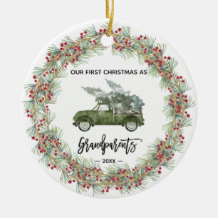 Mein erstes Weihnachten Großeltern LKW Grünzeug Keramik Ornament