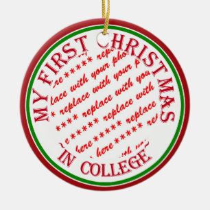 Mein erstes Weihnachten im College – Bilderrahmen Keramikornament