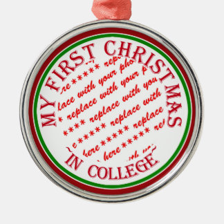 Mein erstes Weihnachten im College – Bilderrahmen Silbernes Ornament