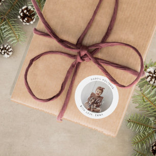 Mein erstes Weihnachten individuelles Baby-Foto-Ge Runder Aufkleber