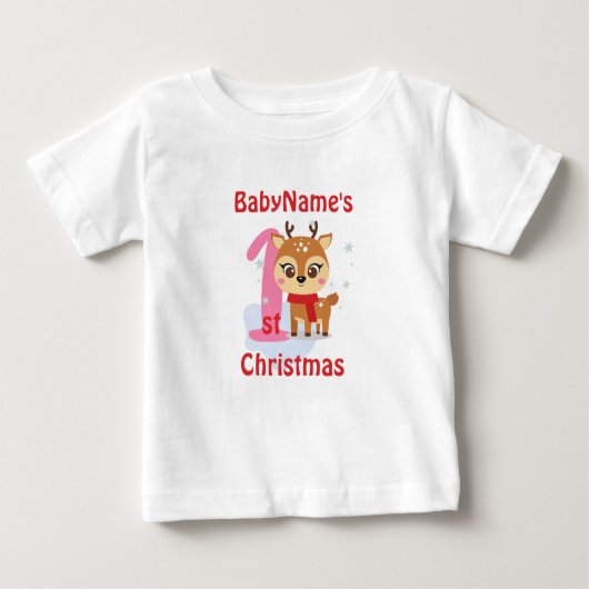 Mein erstes Weihnachten mit dem Namen niedliche Re Baby T-shirt (Vorderseite)