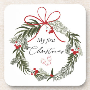 Mein erstes Weihnachten mit Weihnachtskranz Getränkeuntersetzer