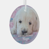 Mein erstes Weihnachten - Niedliches Foto für Welp Ornament Aus Glas (Vorderseite Rechts)