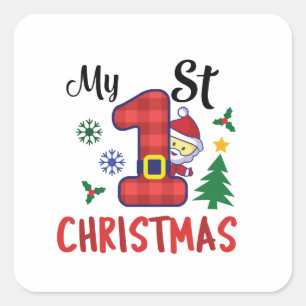 Mein erstes Weihnachten Quadratischer Aufkleber