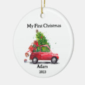 Mein erstes Weihnachten Retro-Auto Keramik Ornament (Links)