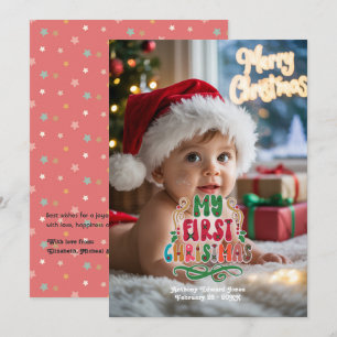 "Mein erstes Weihnachten" Retro Baby Foto Feiertagskarte