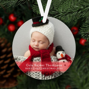 Mein erstes Weihnachten Roter Streifen Benutzerfot Ornament