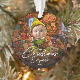 Mein erstes Weihnachten Santas kleiner Helfer Foto Ornament