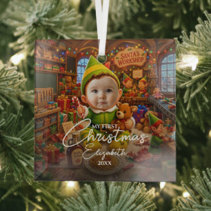 Mein erstes Weihnachten Santas kleiner Helfer Foto Ornament Aus Glas